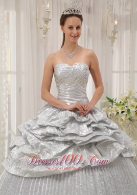 Silver Sweetheart Pick-ups Quinceanera Dress Ruch