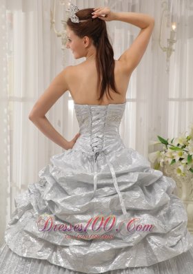 Silver Sweetheart Pick-ups Quinceanera Dress Ruch