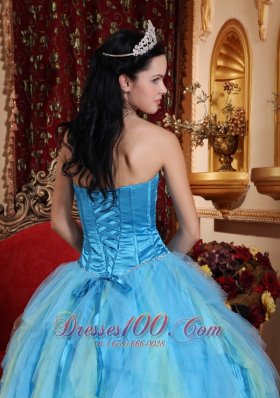 Aqua Blue Quinceanera Dress Sweetheart Ruffles