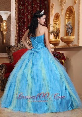 Aqua Blue Quinceanera Dress Sweetheart Ruffles