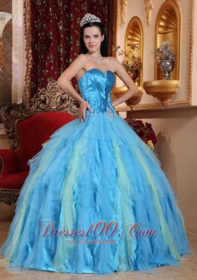 Aqua Blue Quinceanera Dress Sweetheart Ruffles