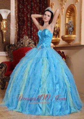 Aqua Blue Quinceanera Dress Sweetheart Ruffles