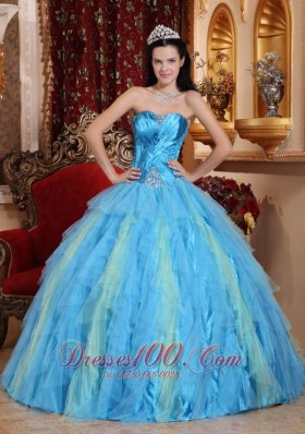 Aqua Blue Quinceanera Dress Sweetheart Ruffles