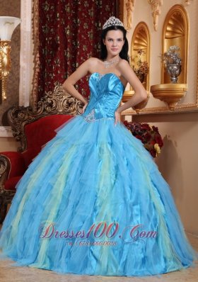 Aqua Blue Quinceanera Dress Sweetheart Ruffles