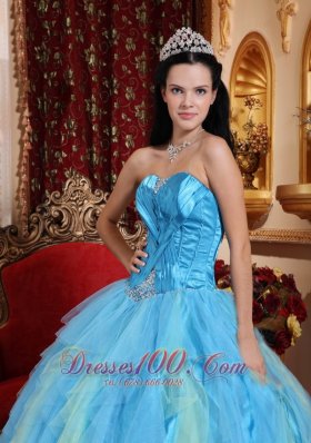 Aqua Blue Quinceanera Dress Sweetheart Ruffles