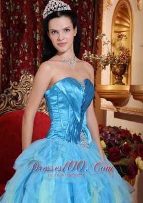 Aqua Blue Quinceanera Dress Sweetheart Ruffles