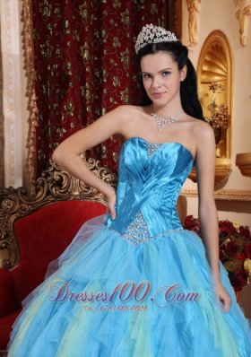 Aqua Blue Quinceanera Dress Sweetheart Ruffles