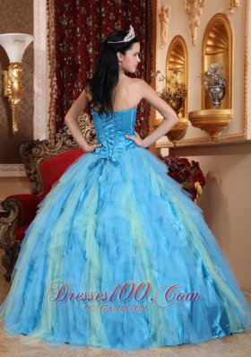 Aqua Blue Quinceanera Dress Sweetheart Ruffles