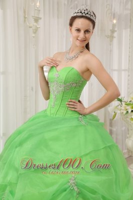 2012 Spring Green Quinceanera Dress Pick-ups Sweetheart