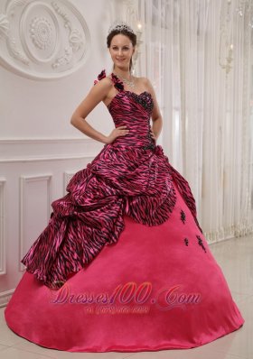 Hot Pink and Zebra Quinceanera Dress Ball Gown