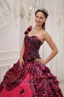 Hot Pink and Zebra Quinceanera Dress Ball Gown