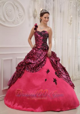 Hot Pink and Zebra Quinceanera Dress Ball Gown