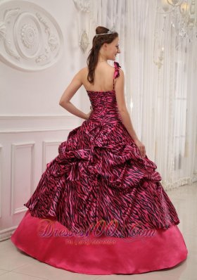 Hot Pink and Zebra Quinceanera Dress Ball Gown