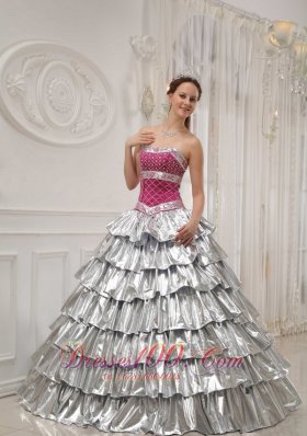 Quinceanera Dress Strapless Satin and Taffeta Beading