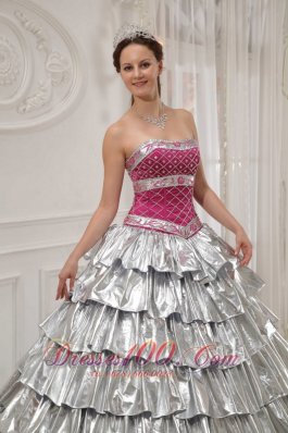 Quinceanera Dress Strapless Satin and Taffeta Beading