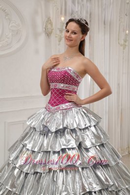 Quinceanera Dress Strapless Satin and Taffeta Beading