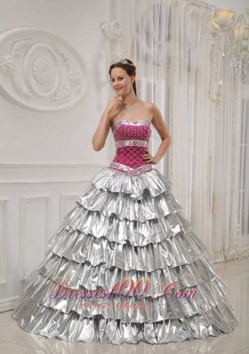 Quinceanera Dress Strapless Satin and Taffeta Beading