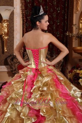 Hot Pink and Gold Retro Dresses Strapless