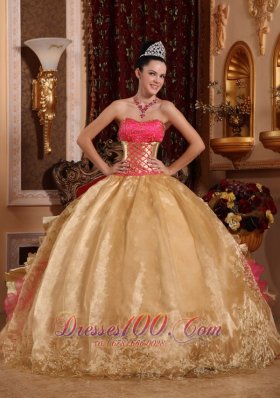 Hot Pink and Gold Retro Dresses Strapless