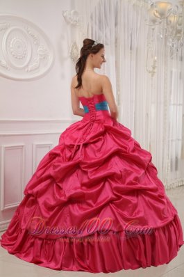 Red and Blue Sweet 15 Dress Pick-ups Rolling Flower