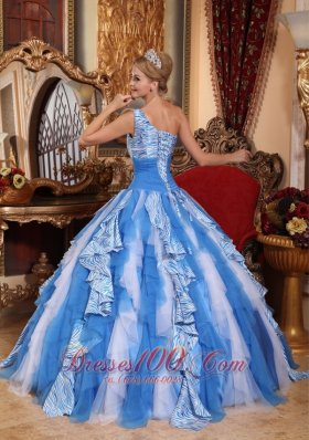 One Shoulder Multi-color Quinceanera Dress Ball Gown