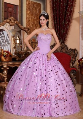 Lavender Sequince Sweetheart Quinceanera Dress