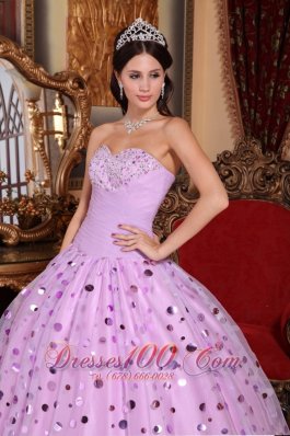 Lavender Sequince Sweetheart Quinceanera Dress