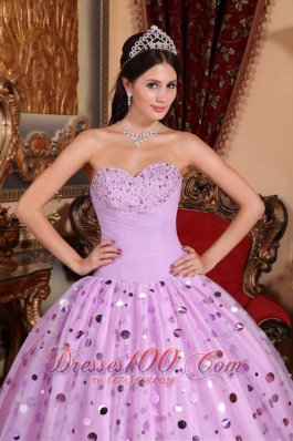 Lavender Sequince Sweetheart Quinceanera Dress