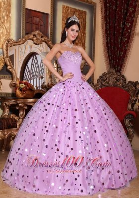 Lavender Sequince Sweetheart Quinceanera Dress