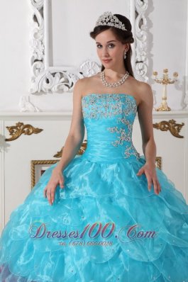 Popular Aqua Blue and Hot Pink Layer Sweet 15 Dress