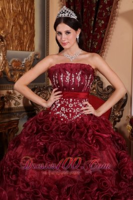 Burgundy Quinceanera Dress Strapless Ball Gown