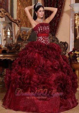 Burgundy Quinceanera Dress Strapless Ball Gown