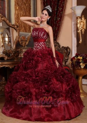 Burgundy Quinceanera Dress Strapless Ball Gown