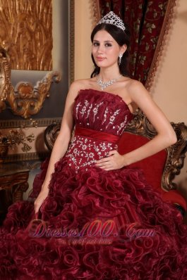 Burgundy Quinceanera Dress Strapless Ball Gown