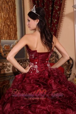 Burgundy Quinceanera Dress Strapless Ball Gown