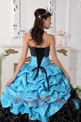 Black and Aqua Blue Quinceanera Dress Pick-ups Sweetheart