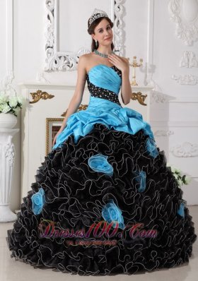 Black and Aqua Blue Quinceanera Dress Pick-ups Sweetheart