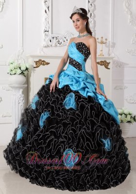 Black and Aqua Blue Quinceanera Dress Pick-ups Sweetheart