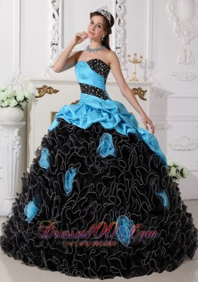 Black and Aqua Blue Quinceanera Dress Pick-ups Sweetheart