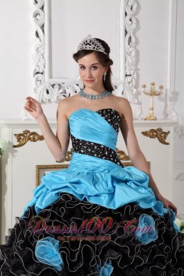 Black and Aqua Blue Quinceanera Dress Pick-ups Sweetheart