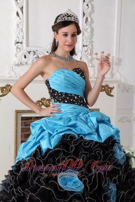 Black and Aqua Blue Quinceanera Dress Pick-ups Sweetheart