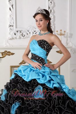 Black and Aqua Blue Quinceanera Dress Pick-ups Sweetheart