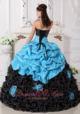 Black and Aqua Blue Quinceanera Dress Pick-ups Sweetheart