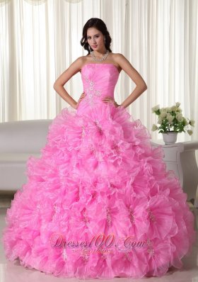 Strapless Beading Floral Ball Gown Sweet 15 Dress