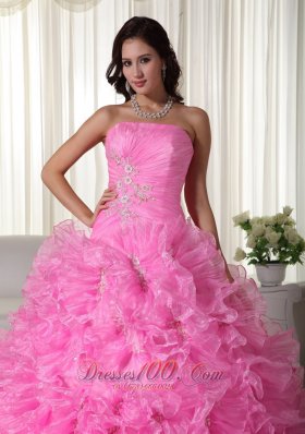 Strapless Beading Floral Ball Gown Sweet 15 Dress