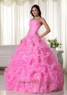 Strapless Beading Floral Ball Gown Sweet 15 Dress