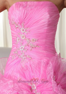 Strapless Beading Floral Ball Gown Sweet 15 Dress