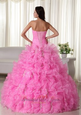 Strapless Beading Floral Ball Gown Sweet 15 Dress