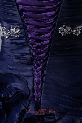 Navy A-line/Princess Beading and Floral Quinceanera Dress