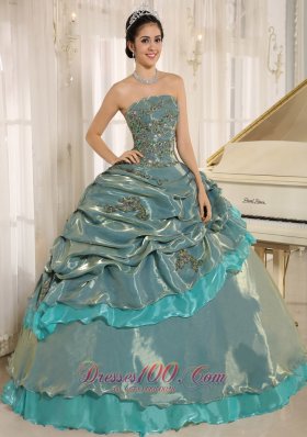 Multi-color Embroidery Decorate Strapless Quinceanera Dress